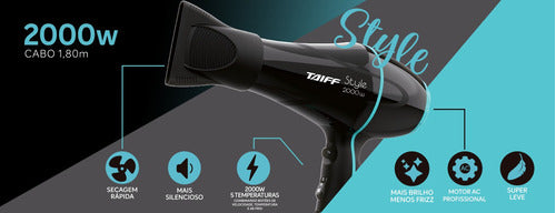 Secador De Cabelo Taiff Style Preto 2000w 110v