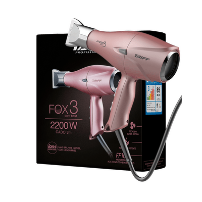 Secador de Cabelo Taiff Fox Íon 3 2 Velocidades Rose - 2200W 127 v